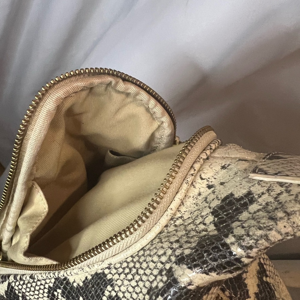 ALEXIS HUDSON Designer Snake Skin Leather Large handbag Two Zipper Closure - Picture 5 of 13